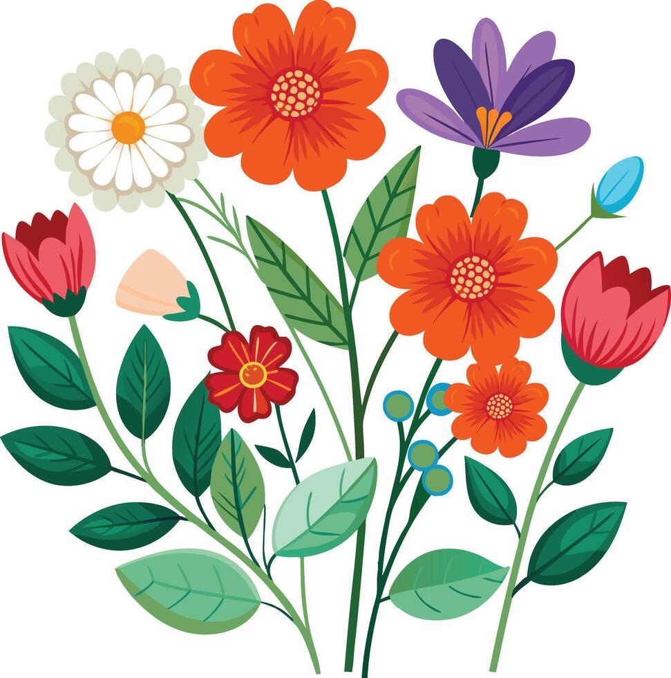 A Drawing of A Summer flower collection vector