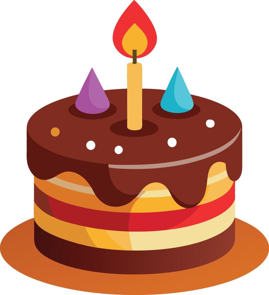 Birthday chocolate cake with colorful candle vector