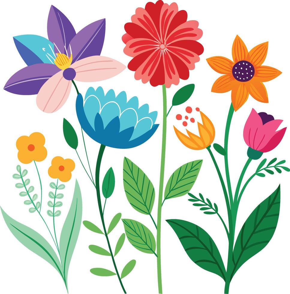 A Drawing of A Summer flower collection vector