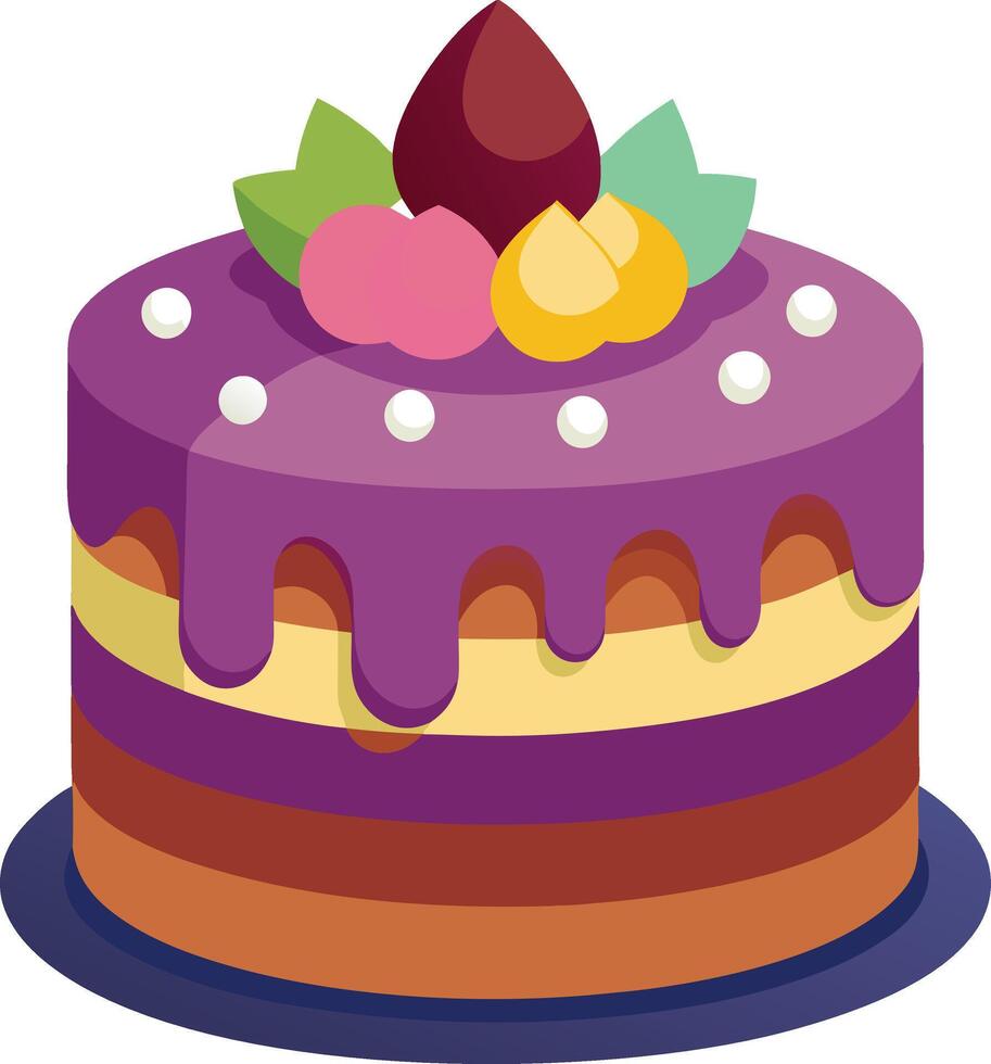 Birthday cake with cherry isolated on white background vector
