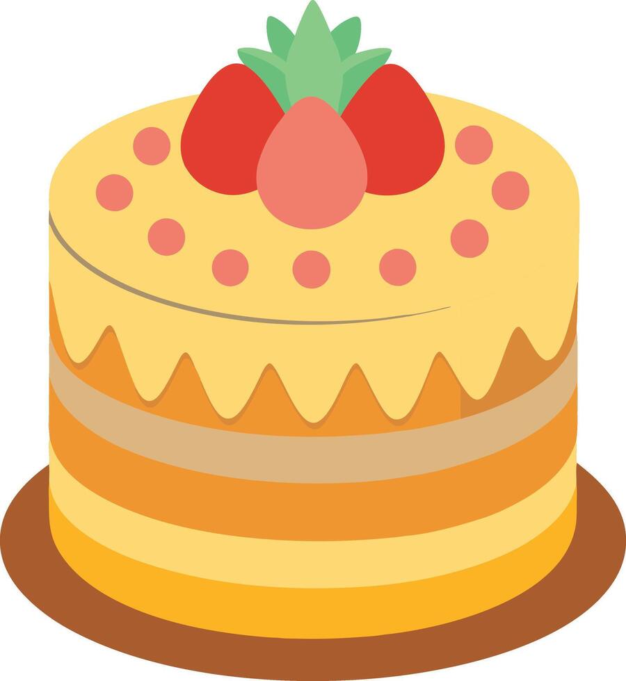 Birthday cake with cherry isolated on white background vector