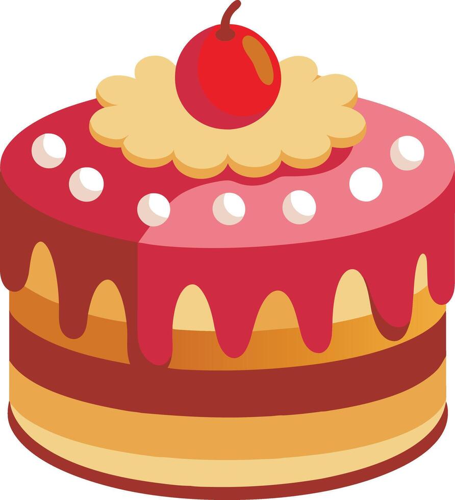 Birthday cake with cherry isolated on white background vector