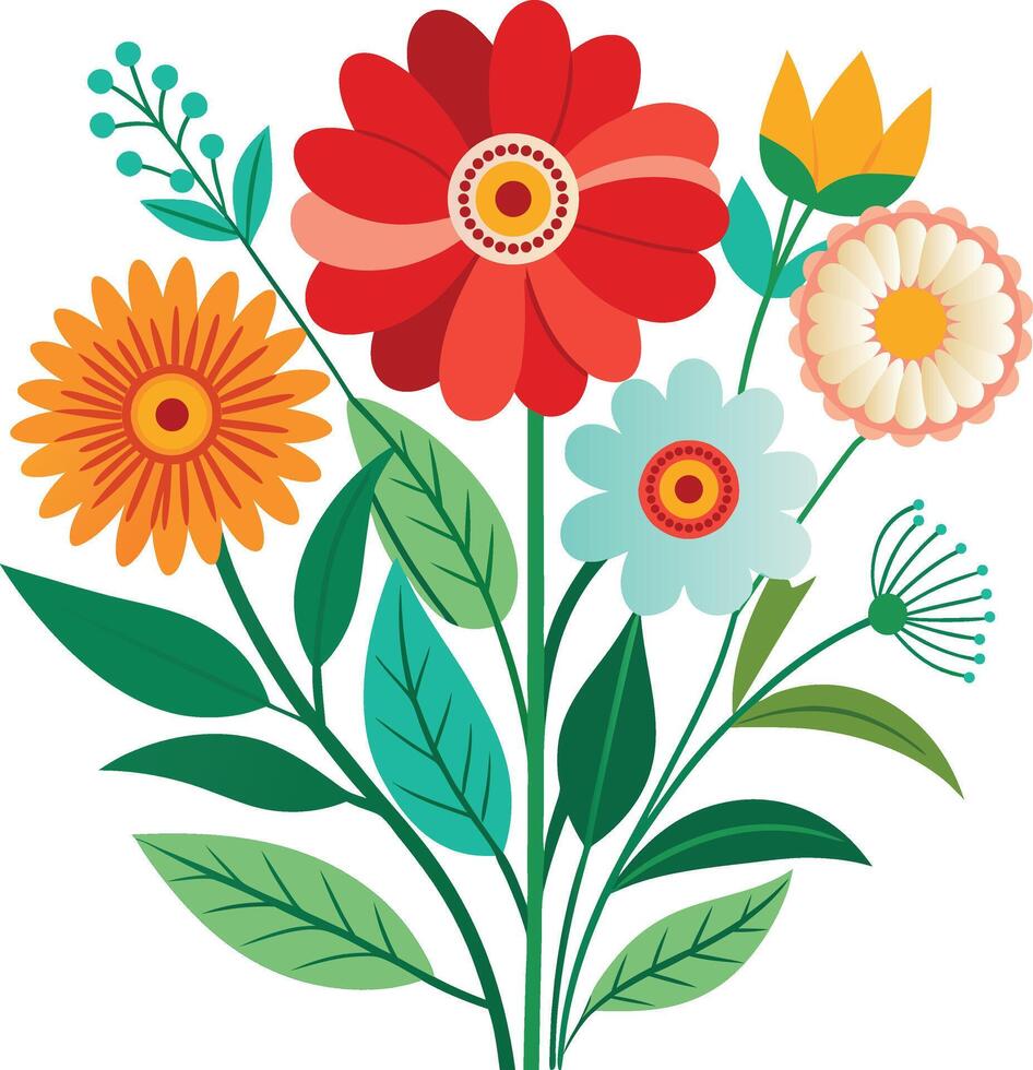 A Drawing of A Summer flower collection vector