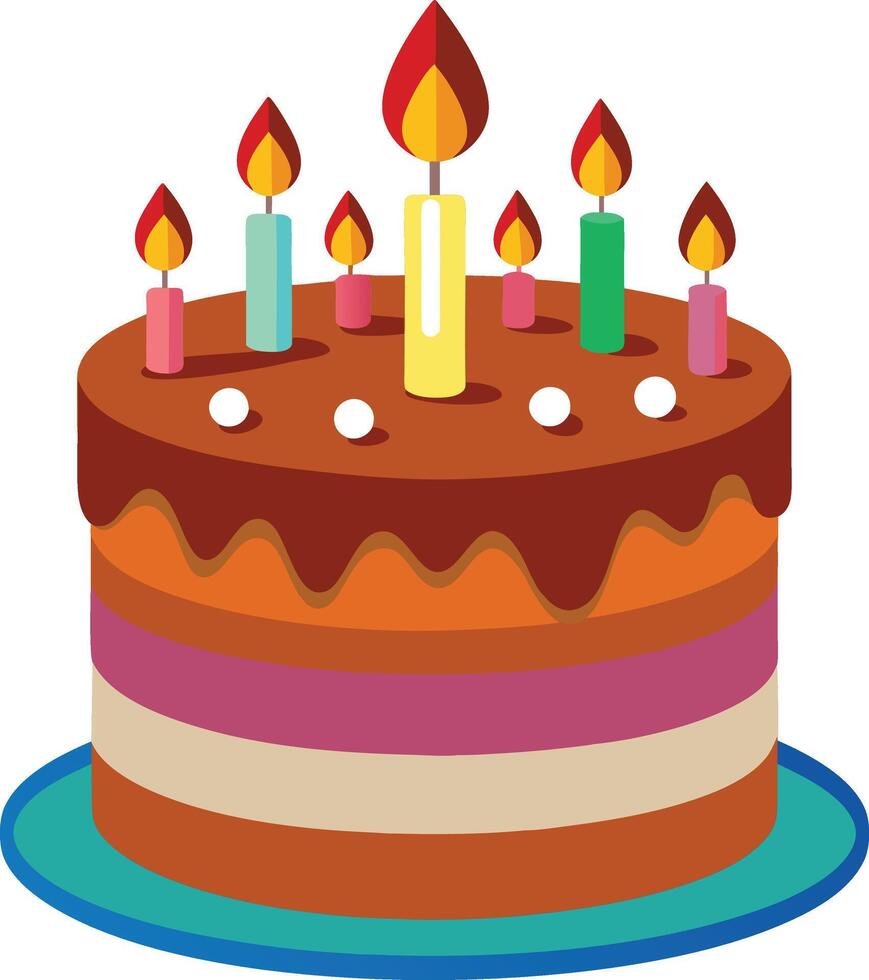 Birthday chocolate cake with colorful candle vector