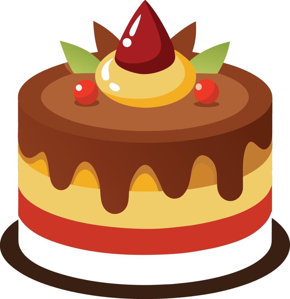 Birthday cake with cherry isolated on white background vector