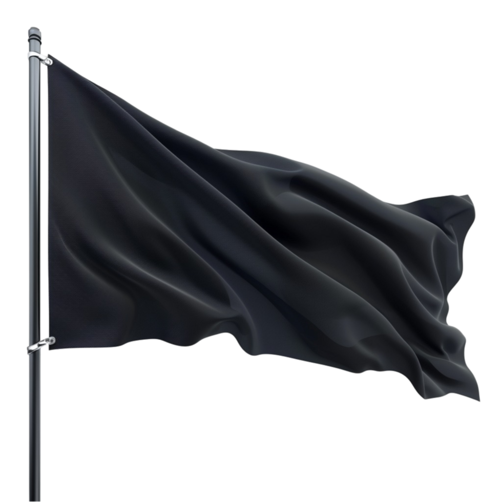 Black Flag Waving with Sword on transparent background AI-Generative png