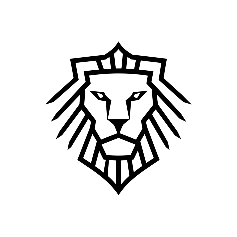 a minimalist portrait of a lion graphic png