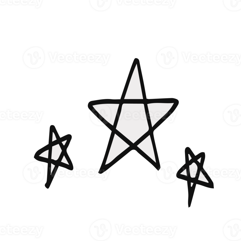 Doodle hand draw illustration elements, cute decoration, Black and White. On Transparent Background. png