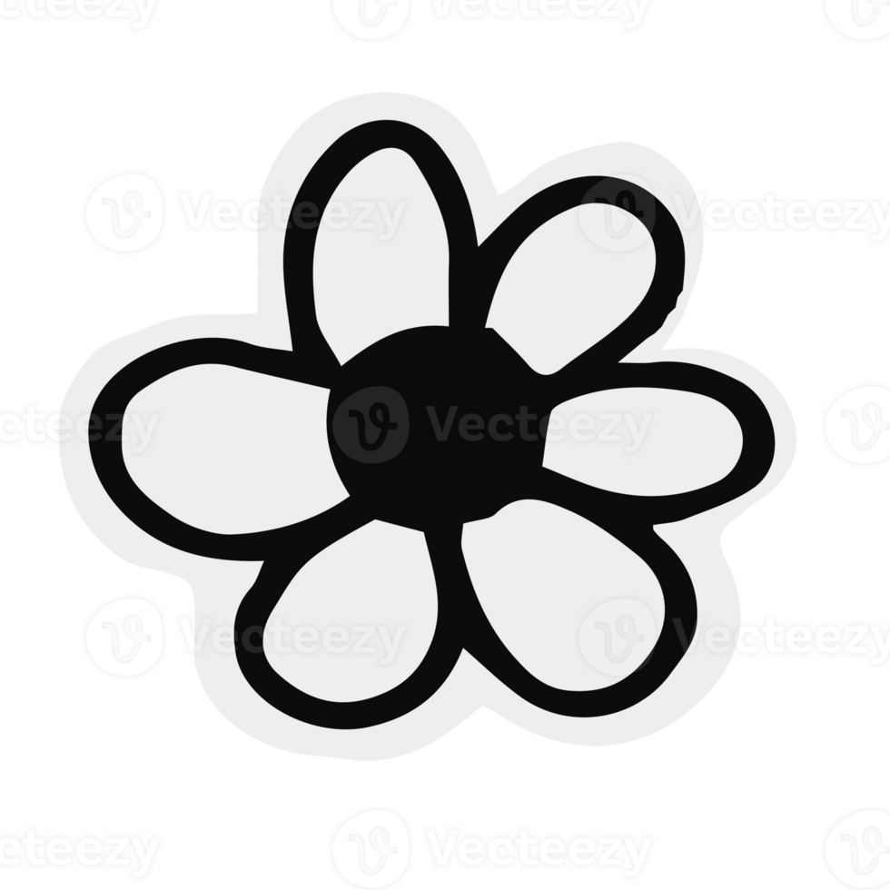 Doodle hand draw illustration elements, cute decoration, Black and White. On Transparent Background. png