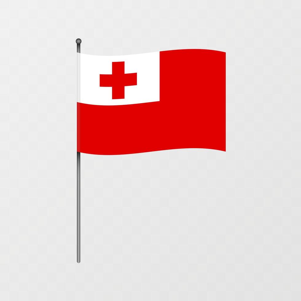 Tonga flag on flagpole. illustration. vector