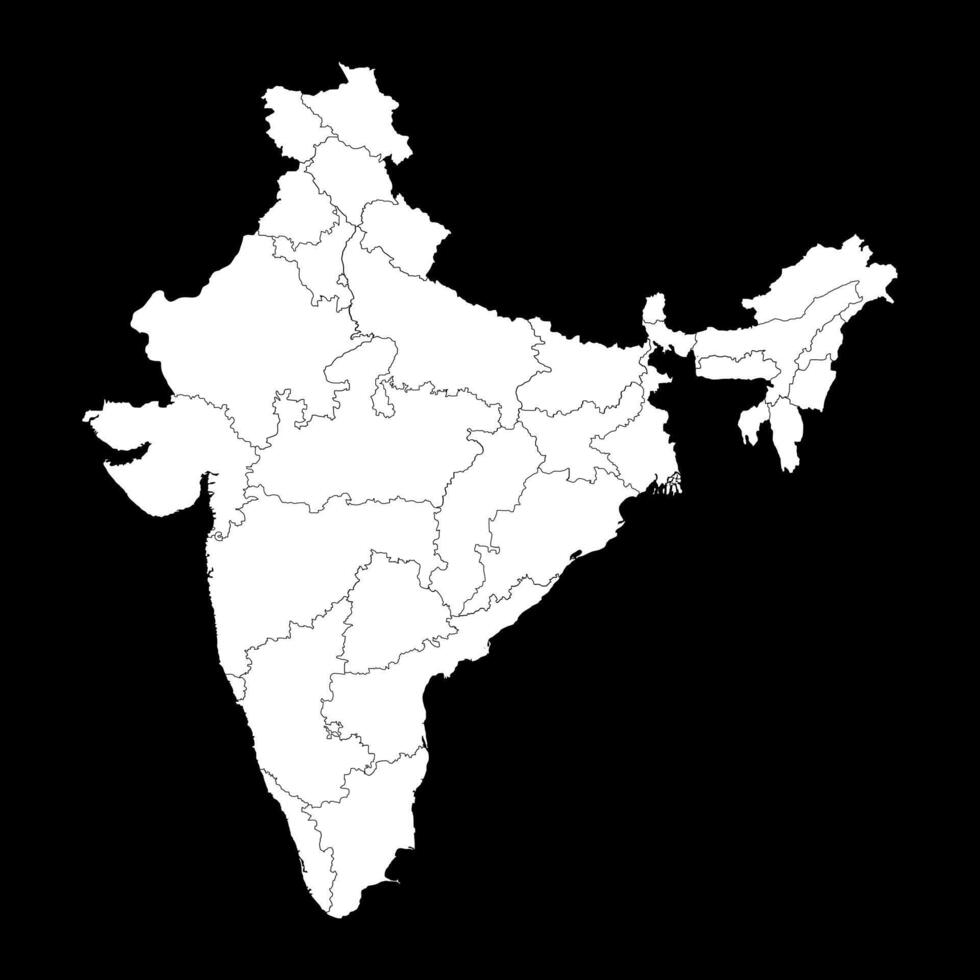 India map with administrative divisions. illustration. vector