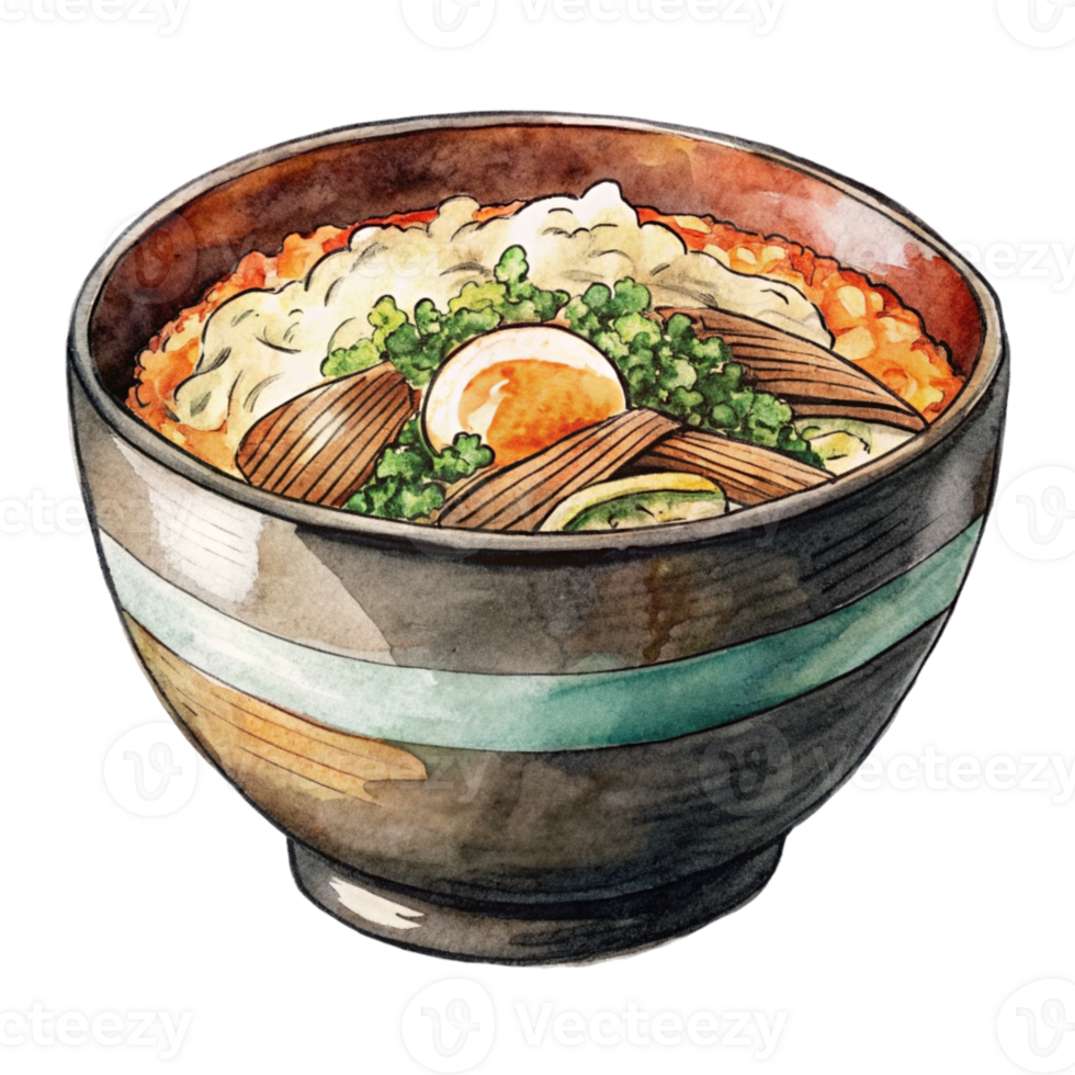 aigenerated a bowl of noodles with vegetables and eggs png
