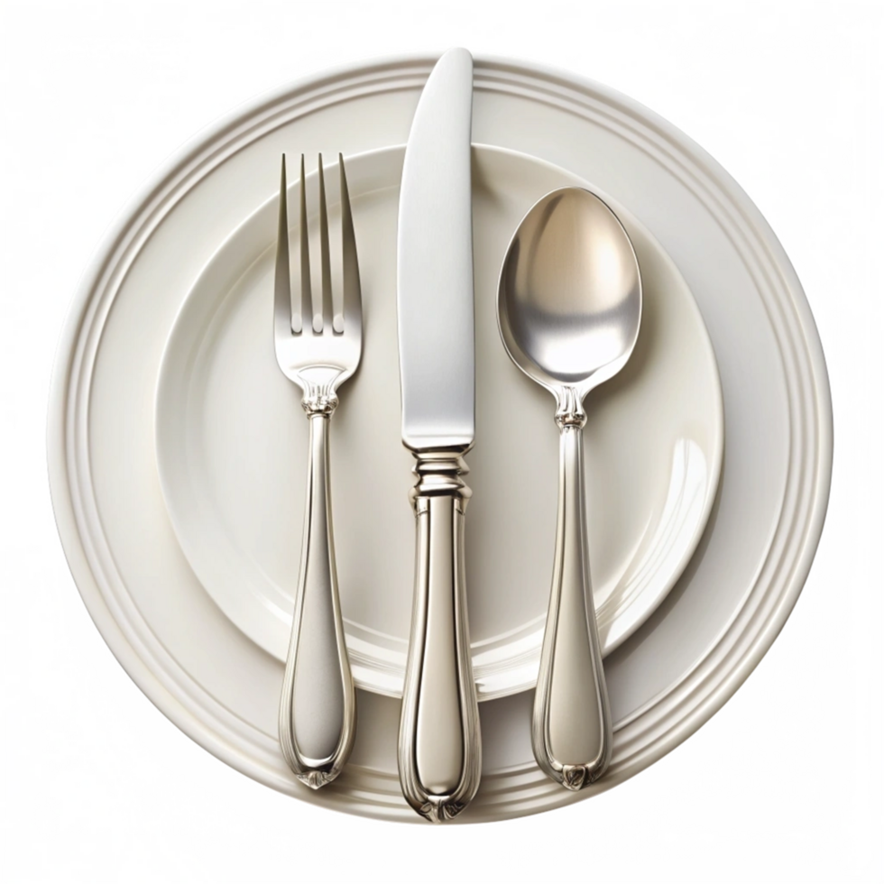 Beautiful High Quality Cutlery With Plate Isolated on Transparent Background png