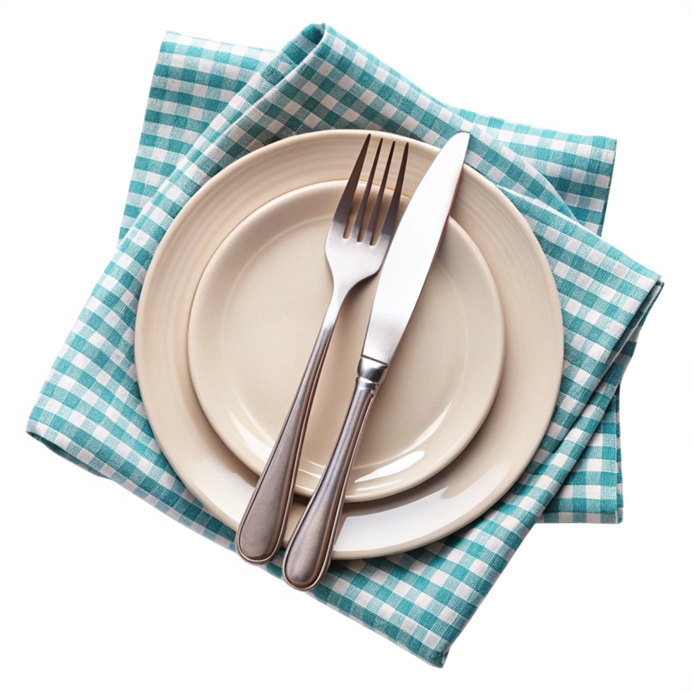 Beautiful High Quality Cutlery With Plate Isolated on Transparent Background png