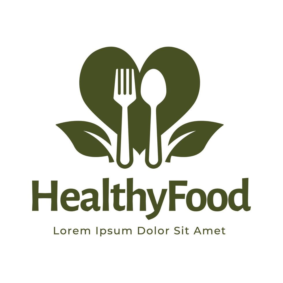 healthy food logo design with leaf elements. Organic food design vector