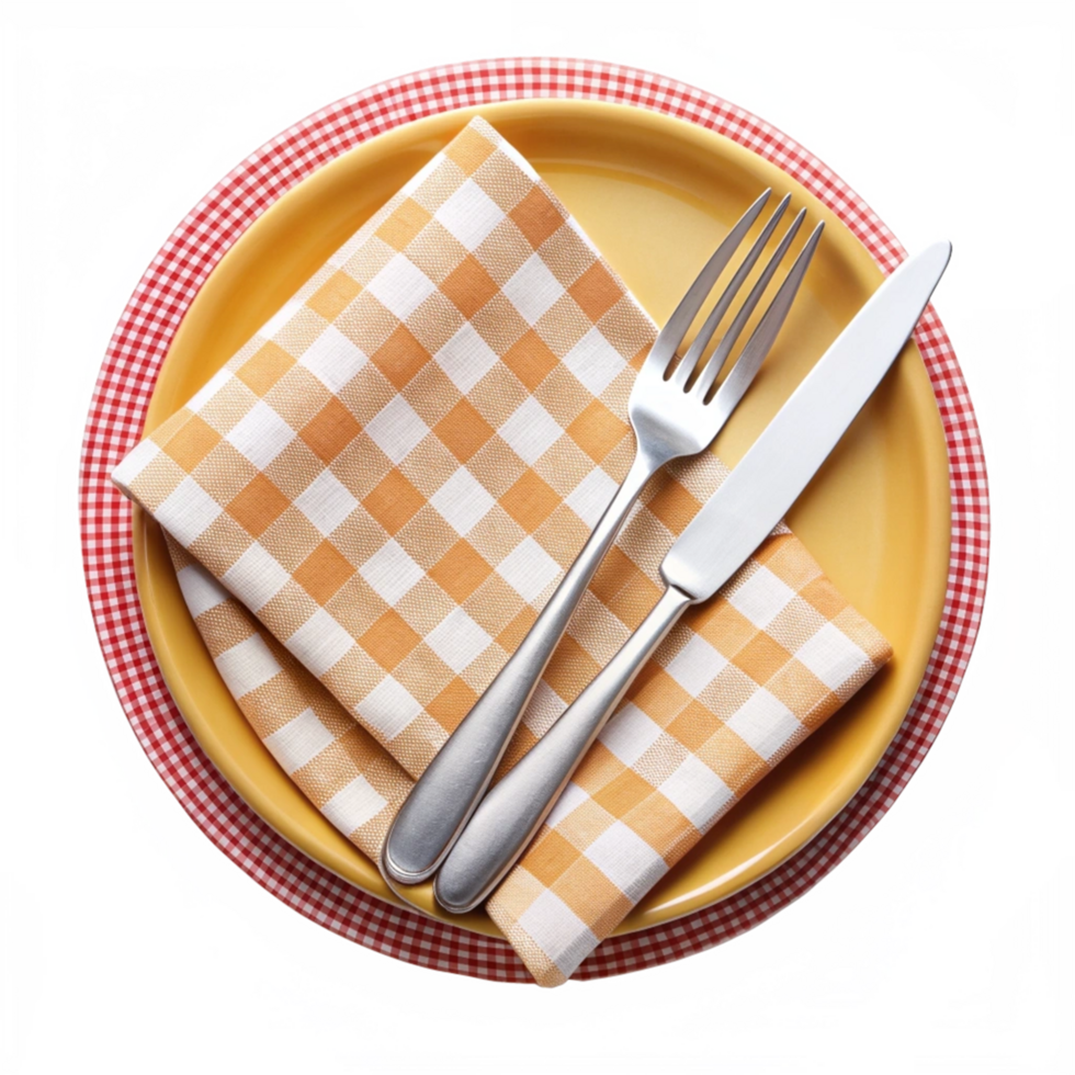 Beautiful High Quality Cutlery With Plate Isolated on Transparent Background png