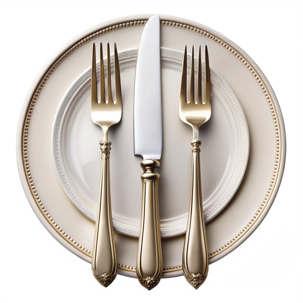 Beautiful High Quality Cutlery With Plate Isolated on Transparent Background png