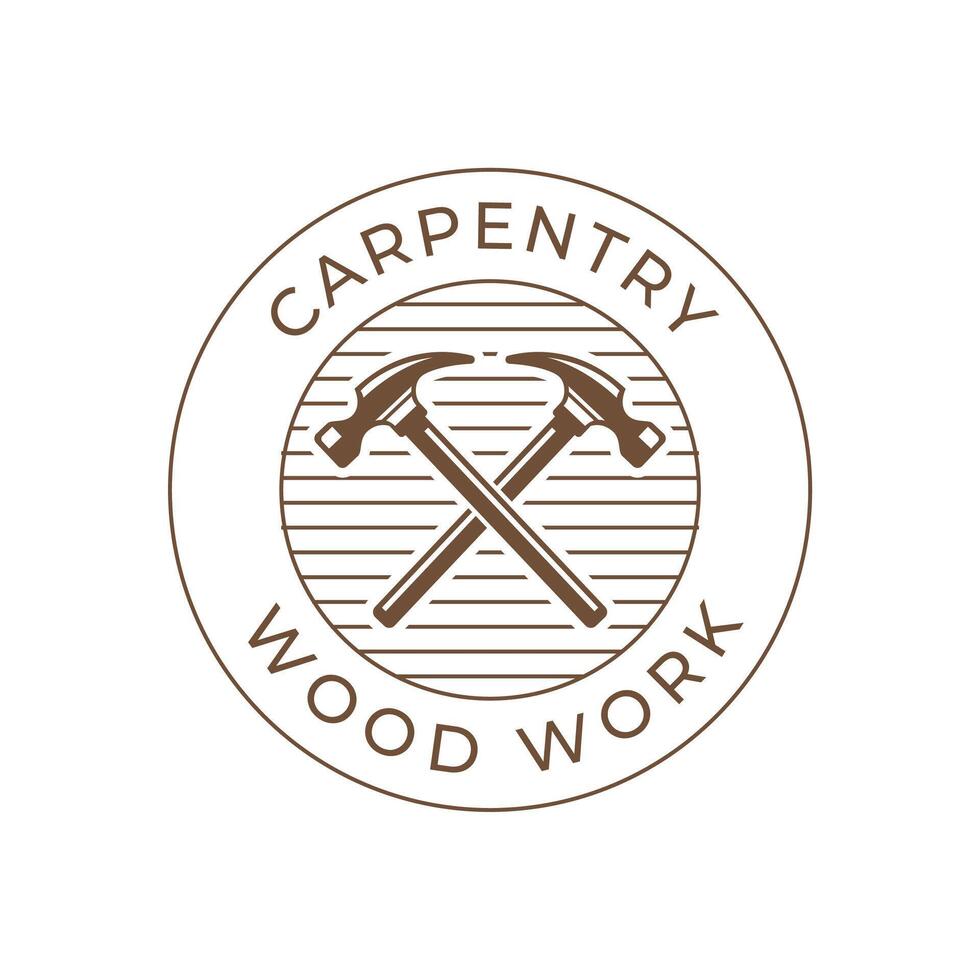 Carpentry, woodworking retro vintage logo design. vector