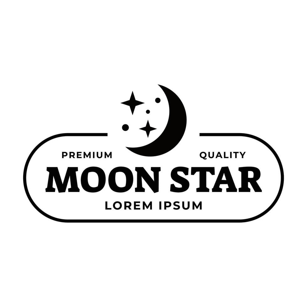 logo a silhouette image of a crescent moon with stars. vector