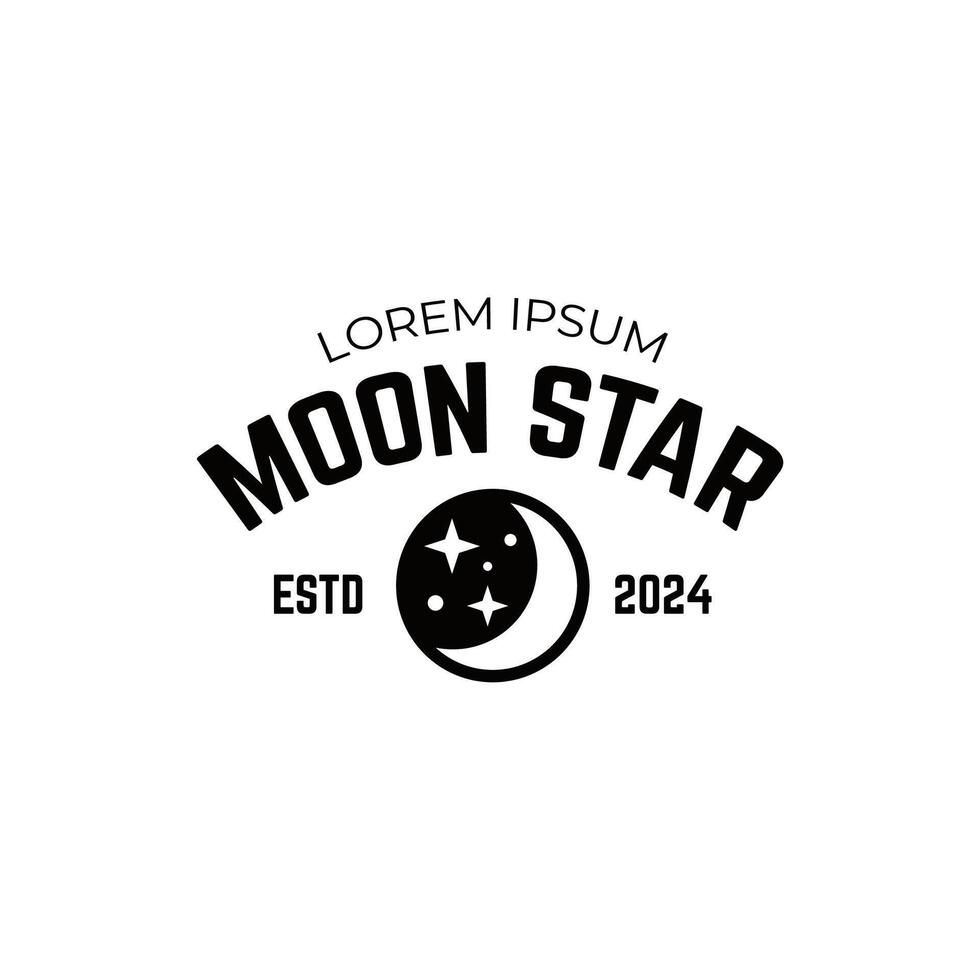logo a silhouette image of a crescent moon with stars. vector