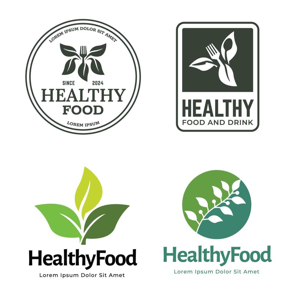 Set of Healthy Food Logo Template vector