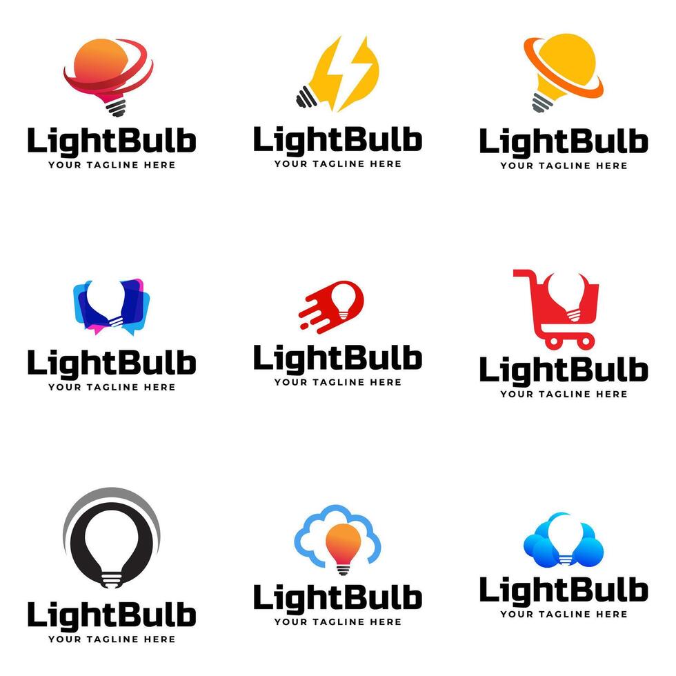 Set of Light bulb logo template. Electrical design. vector