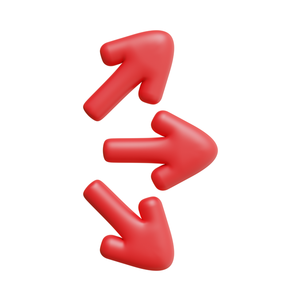 Red Arrow. 3d Red Arrow. 3D Red arrow In Different Style and shapes png