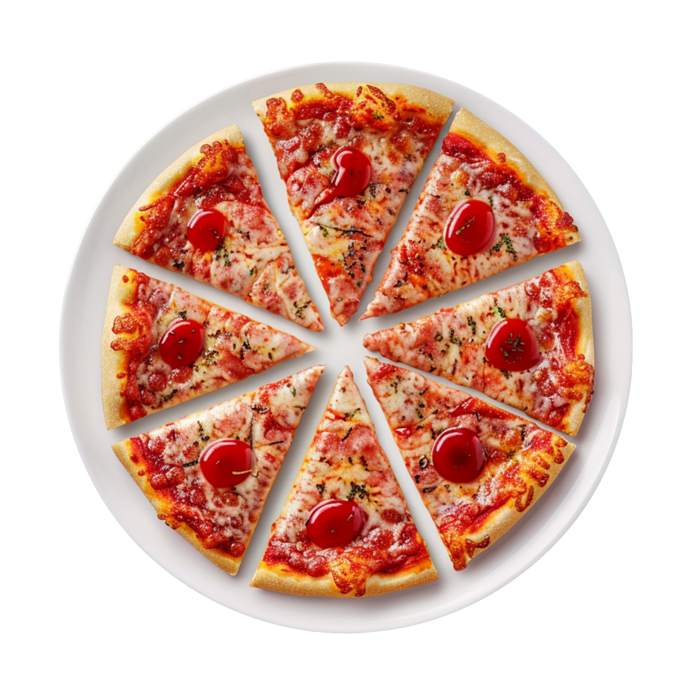 Pizza in plate isolated png