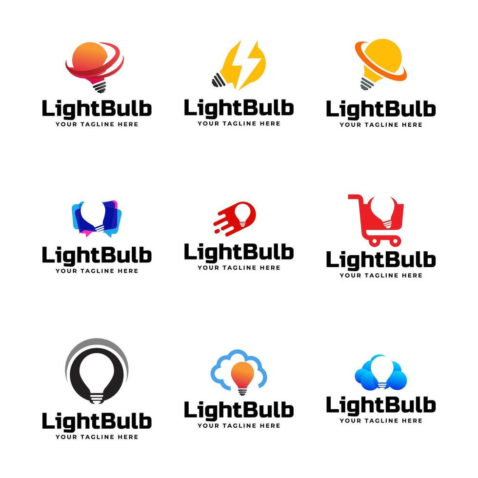 Set of Light bulb logo template. Electrical design. vector