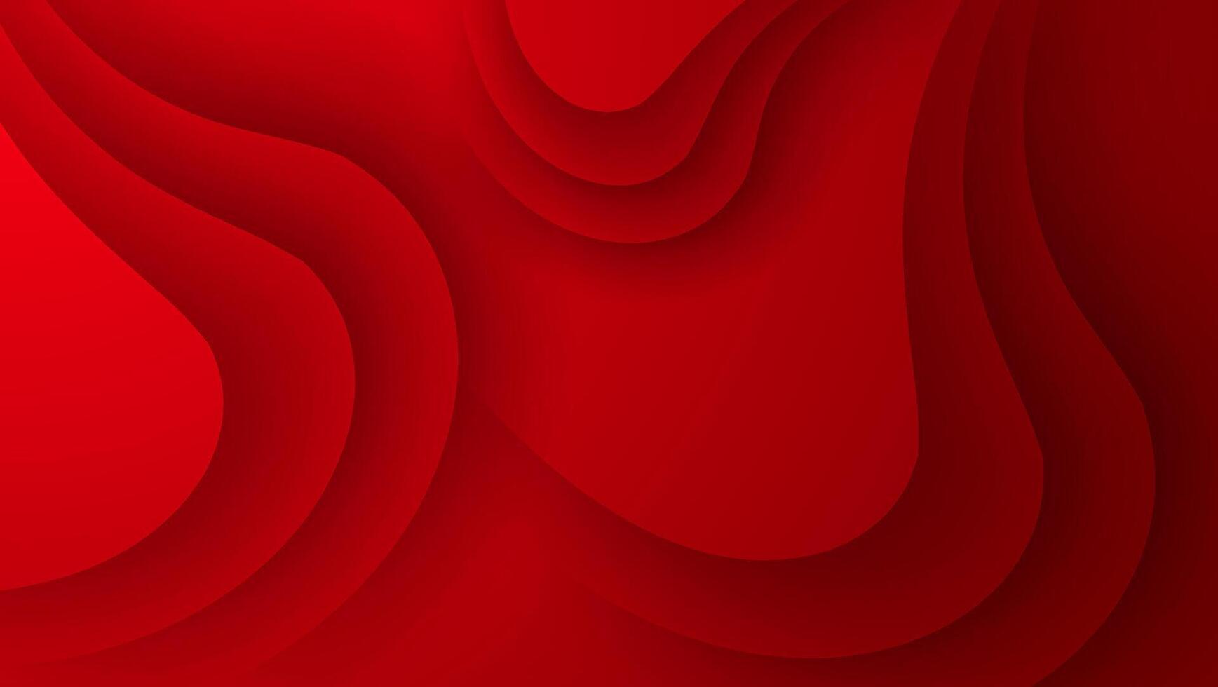 red layered wave abstract background vector