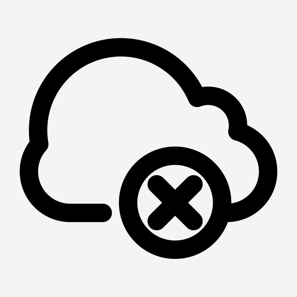 Internet disconnected icon, cloud server illustration in black line style suitable for cloud computing, disconnected files, websites, application buttons, and presentations about technology. vector