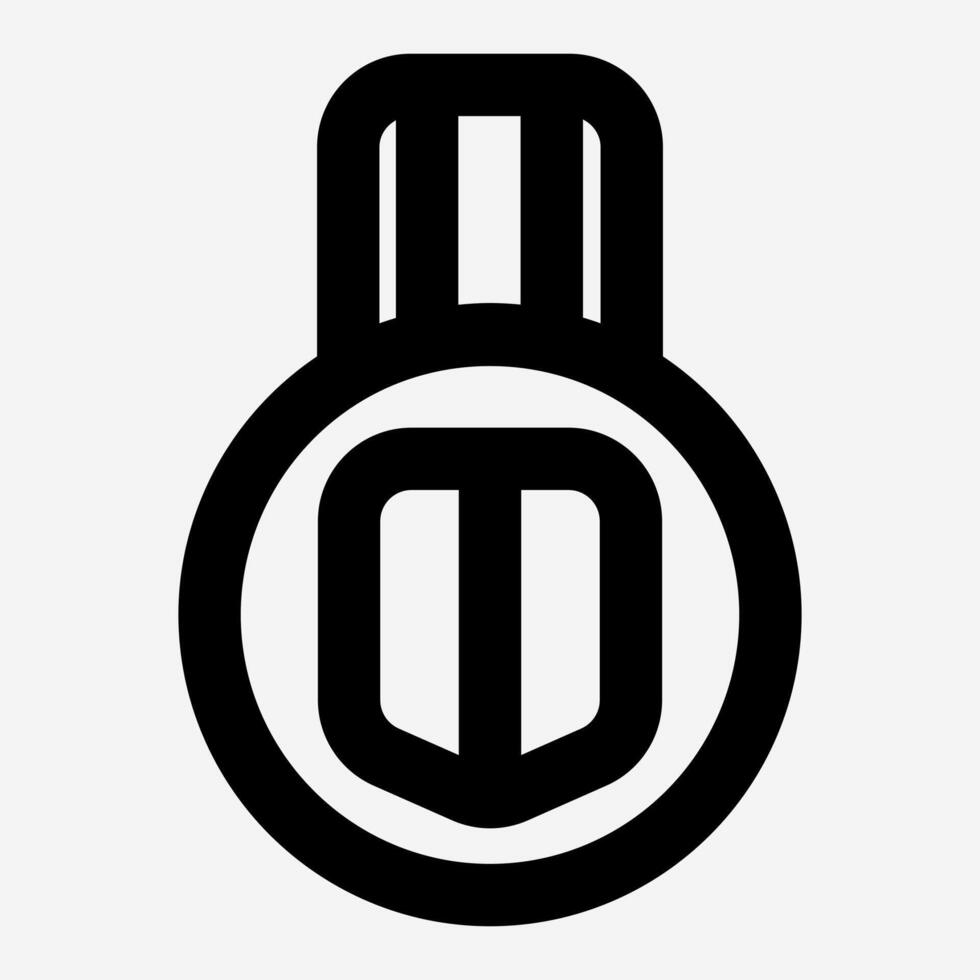Badge Icon, certified medal icon in black line style suitable for design elements, presentations and template designs. vector
