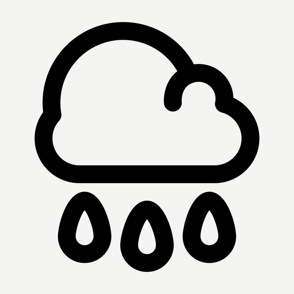 Rain icon, weather illustration with clouds and water drop in outline style is suitable for weather forecast icons, presentations about seasons, design elements, mobile app buttons and websites. vector