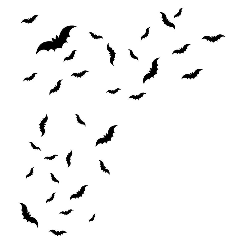A flock of bats. Decorative element for Halloween. Black and white illustration for backgrounds, cards, posters. vector