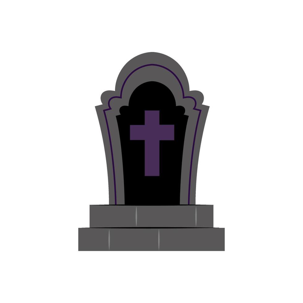 Stone tombstone. Grave. Halloween decorative element in flat style on white background. vector