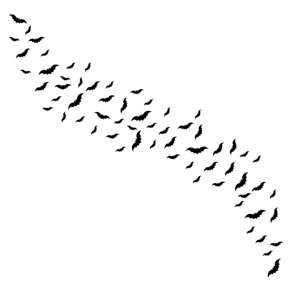 A flock of bats. Decorative element for Halloween. Black and white illustration for backgrounds, cards, posters. vector