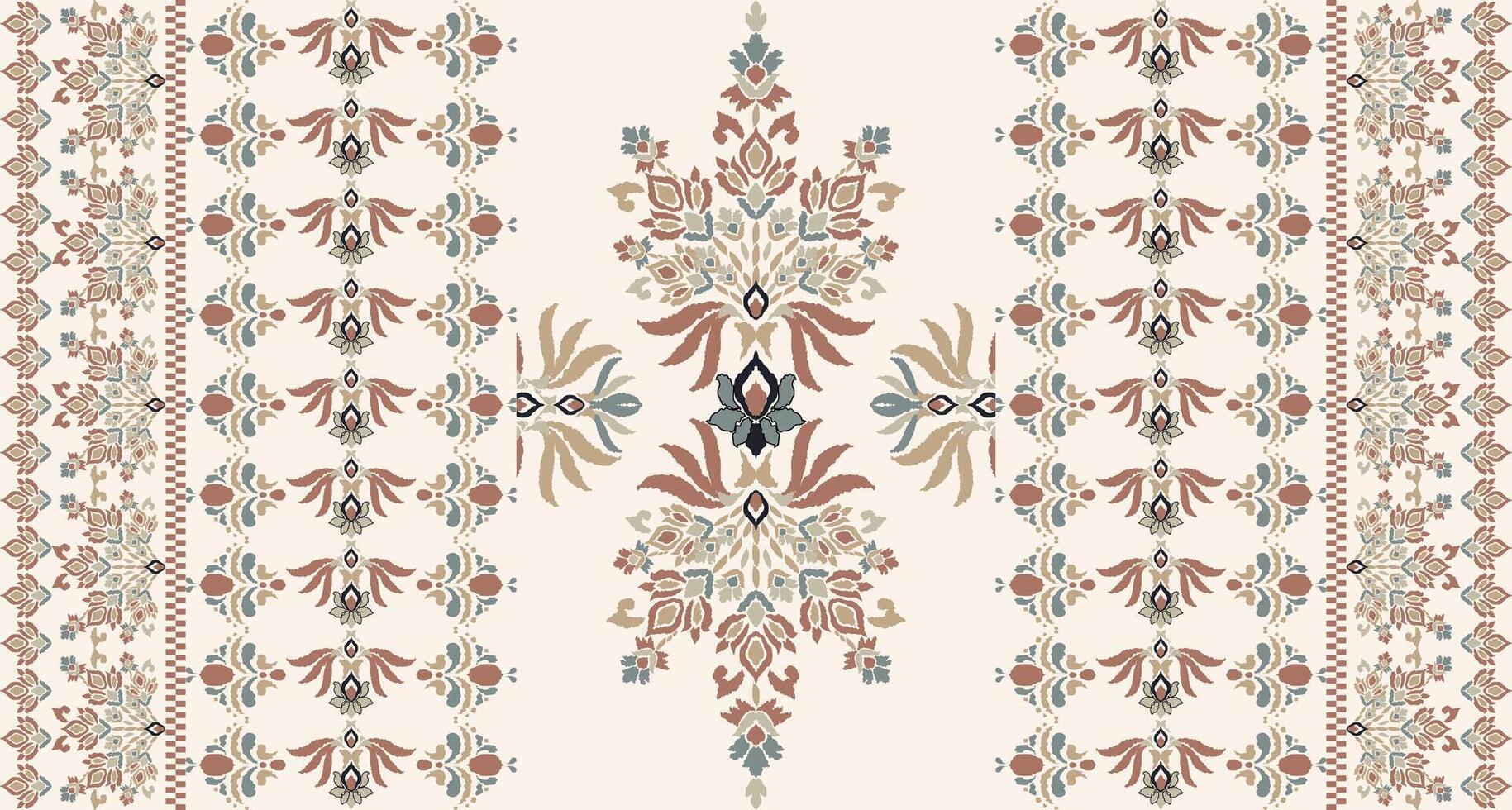 Ikat tribal Indian seamless pattern. Ethnic Aztec fabric carpet mandala ornament native boho chevron textile.Geometric African American oriental traditional illustrations. Embroidery style. vector