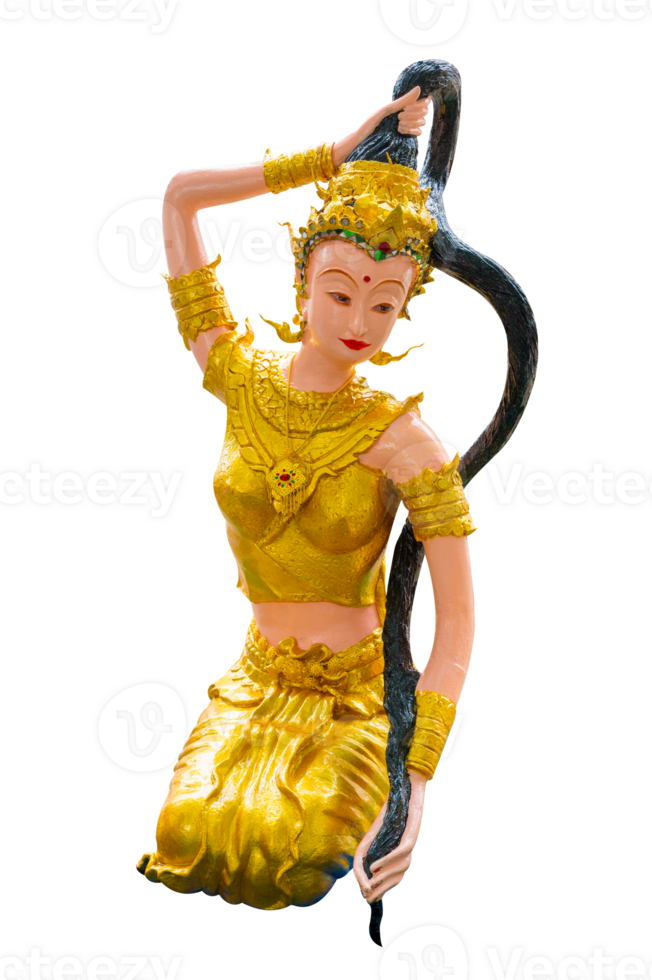 Phra Mae Thorani isolate Buddhist angel on transparent background file png