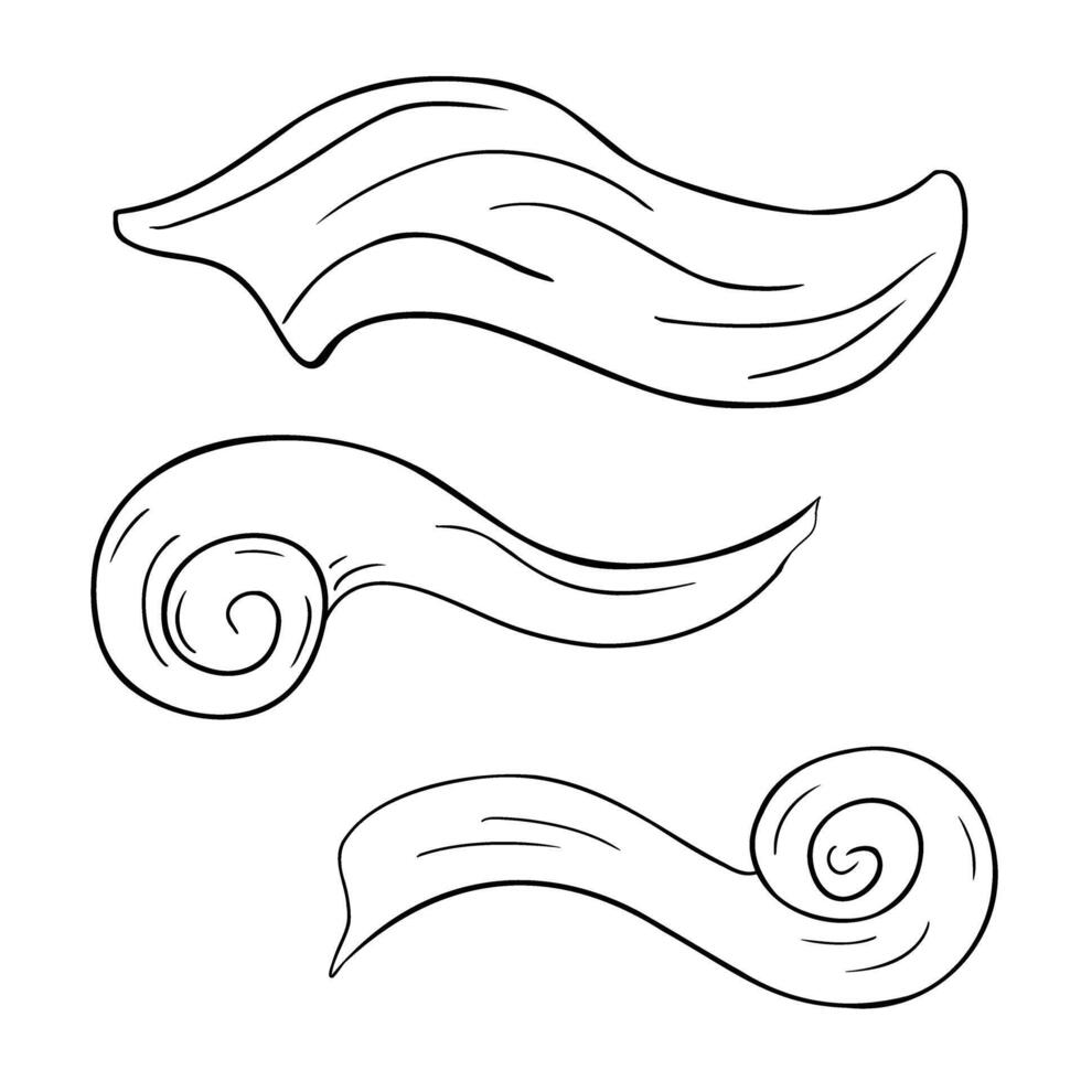 Sea waves in cartoon style black and white illustration isolated. Curvy waves silhouette hand drawn ink. Ocean simple waves painted in line art. Simple outline marine drawing vector