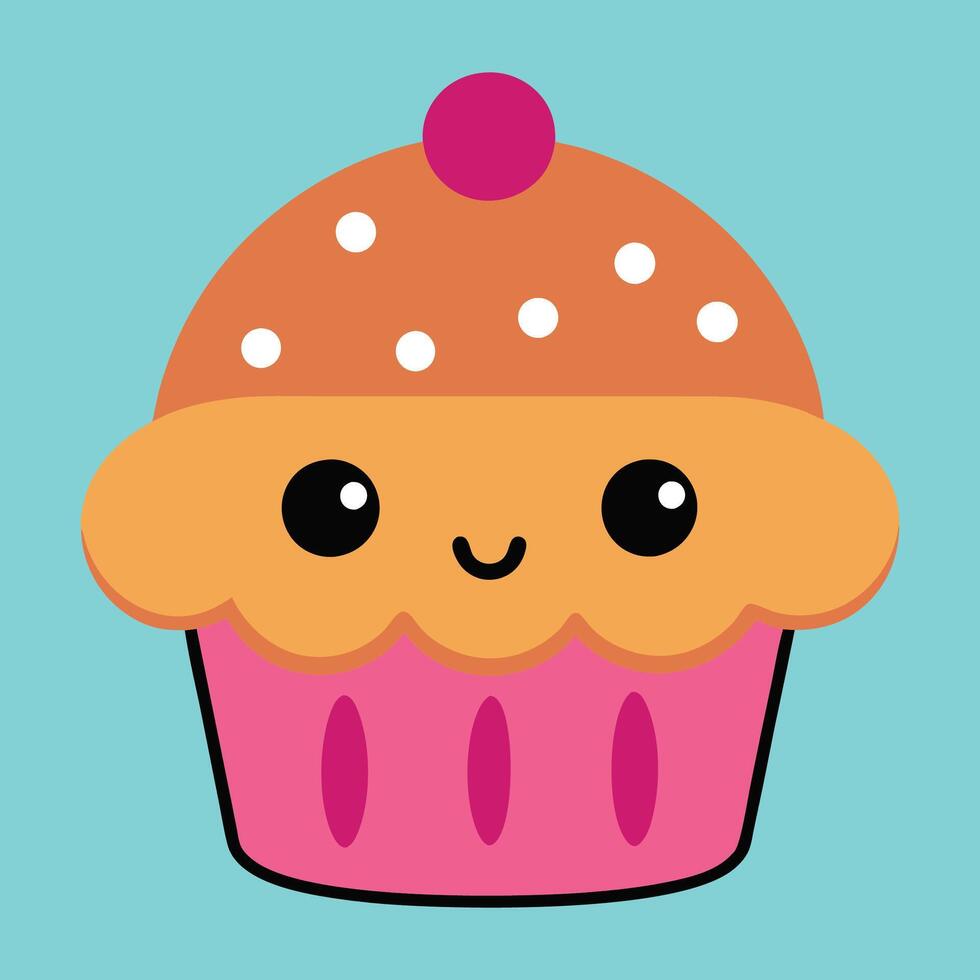 Cute Cartoon Muffin vector
