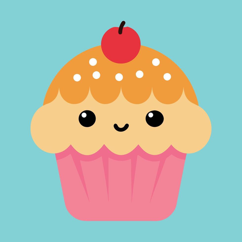 Cute Cartoon Muffin vector