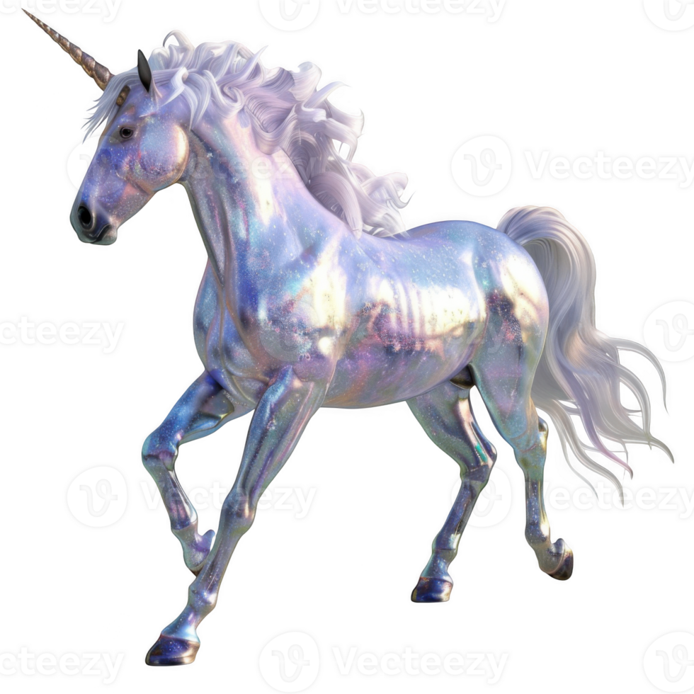 A shimmering unicorn with a flowing mane ready to gallop into your dreams png