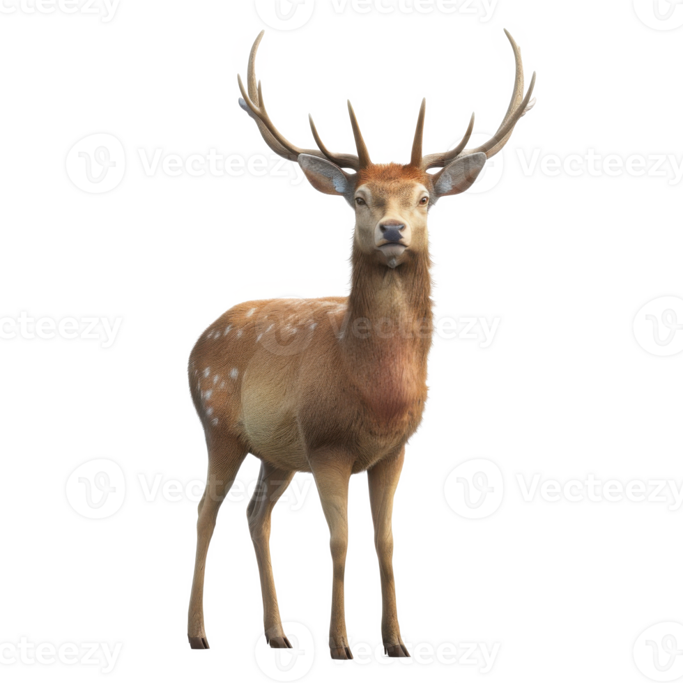 A majestic deer stands tall its antlers reaching for the sky Its fur is soft and brown its eyes are full of life png