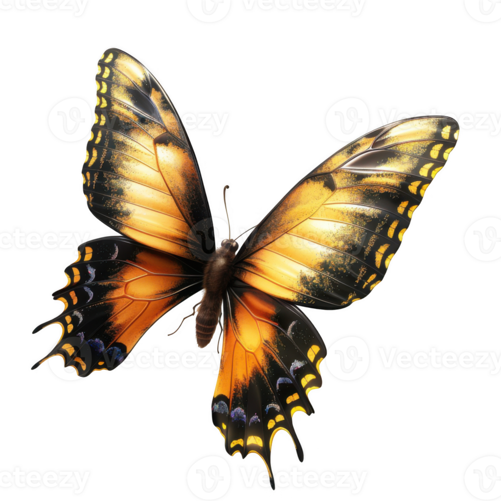 A beautiful butterfly with intricate patterns and vibrant colors Its wings are spread wide showcasing its delicate beauty png