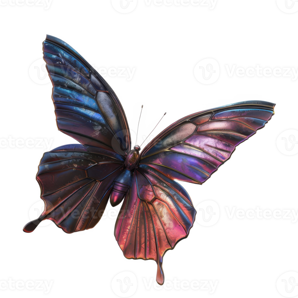 A metallic butterfly with iridescent wings png
