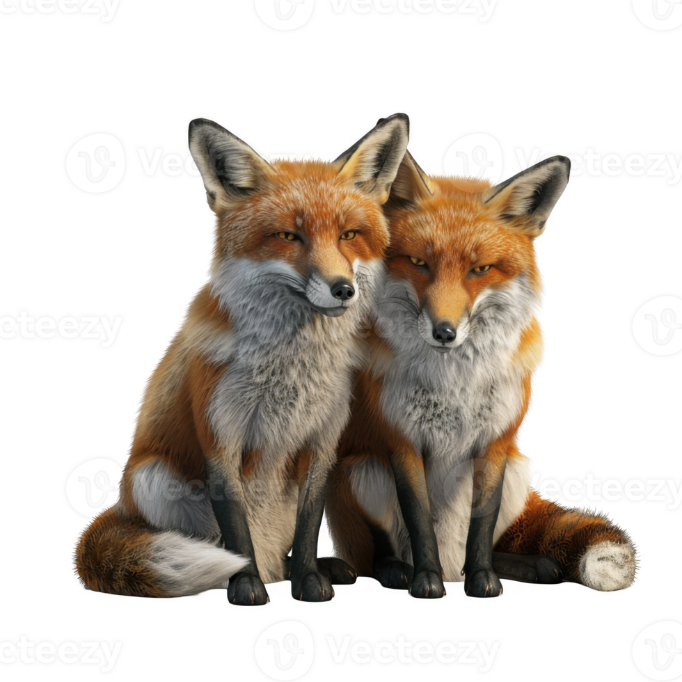Two foxes looking intensely at something off screen What could it be png