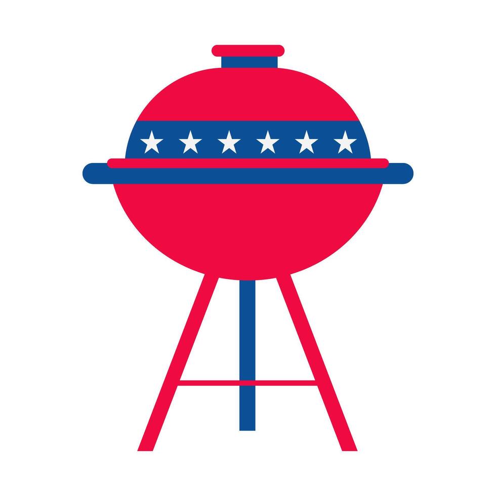 A red and blue grill with a star and a bunch of stars on it vector