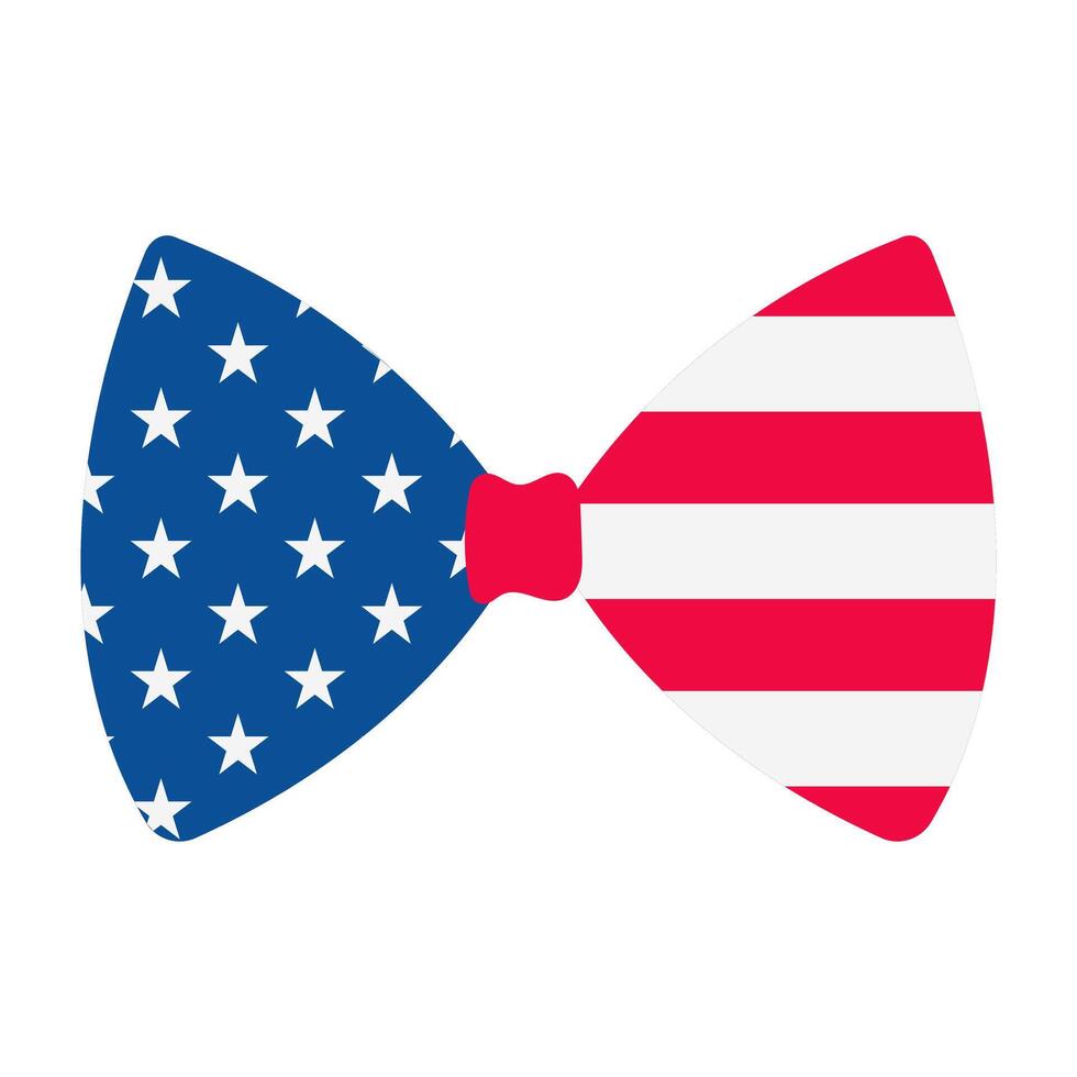 A bow tie with the American flag on it. The flag is red, white, and blue vector