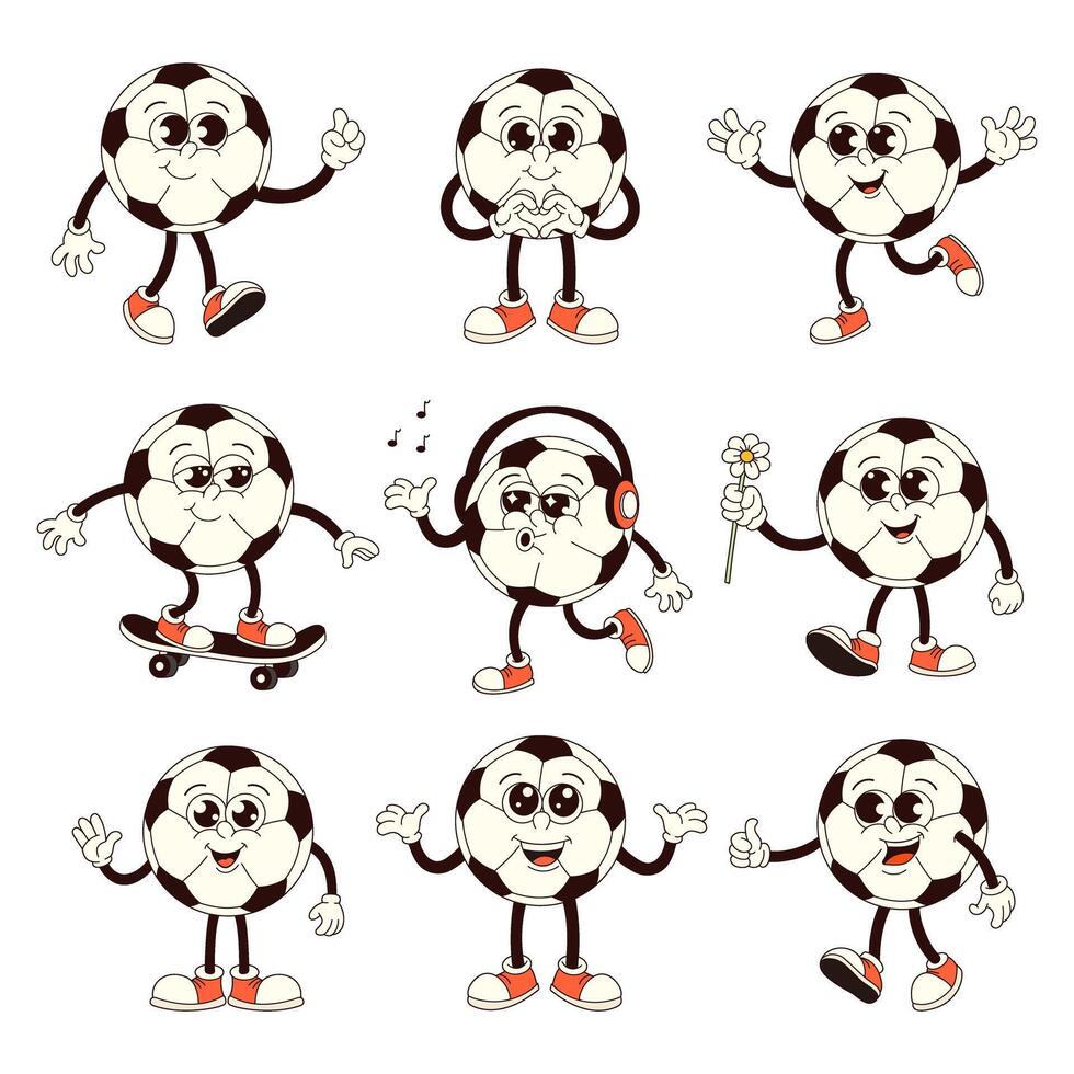 Kickin' It Groovy Soccer Ball Characters Collection vector