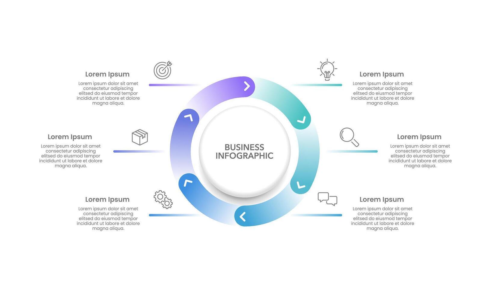 Infographic cycle process. 6 steps to success. Business Presentation , Report, Marketing, Project and Planning. vector